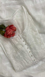 将图像加载到图库查看器中, Women's Lakhnavi Handcrafted Viscose Georgette Chikankari Kurti - HONC073231