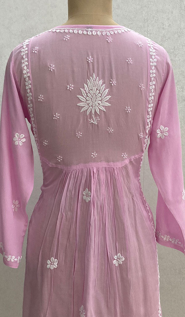 Lucknowi 手工莫代尔棉 Chikankari 长袍 - HONC098359