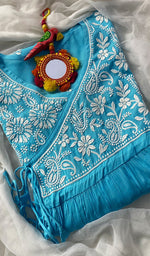 Load image into Gallery viewer, Neha Women's Lucknowi Handcrafted Modal Cotton Chikankari Angrakha Dress - HONC0102840