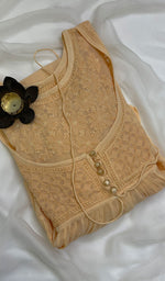 将图像加载到图库查看器中, Women's Lakhnavi Handcrafted Viscose Georgette Chikankari Bajirao Dress - HONC098679