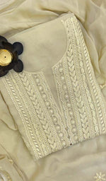 Load image into Gallery viewer, Women's Lucknowi Handcrafted Viscose Georgette Chikankari Suit Material - HONC0102015