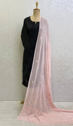 将图像加载到图库查看器中, 勒克瑙手工制作粘胶乔其纱 Chikankari Dupatta - Honc095695