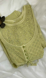 Load image into Gallery viewer, Women's Lakhnavi Handcrafted Viscose Georgette Chikankari Bajirao Dress - HONC098672