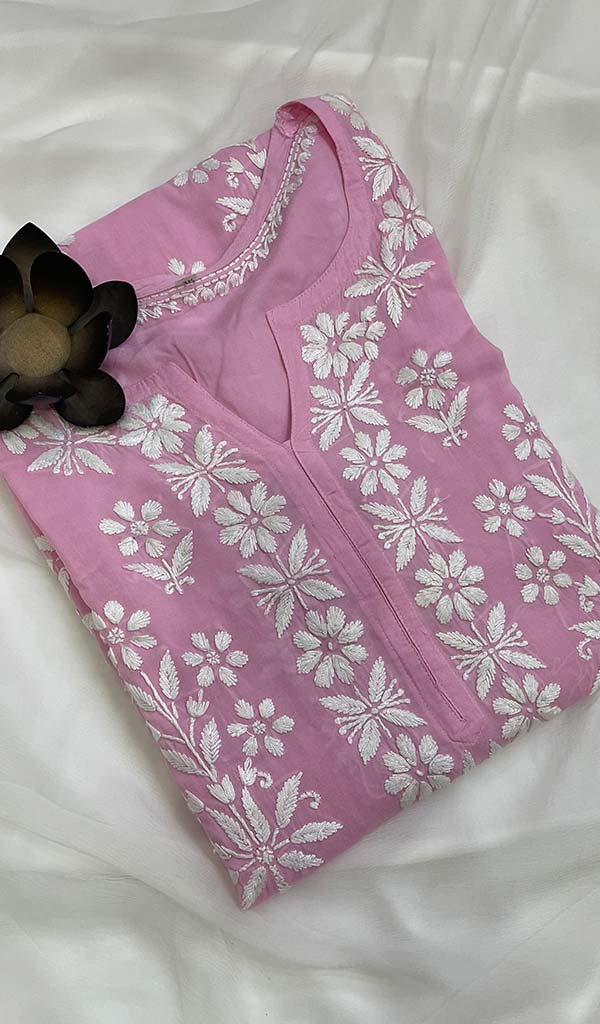 Women's Lucknowi Handcrafted Modal Cotton Chikankari Kurti - HONC0121580