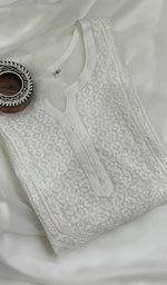 Load image into Gallery viewer, Women's Lakhnavi Handcrafted Organza Chikankari Kurti - HONC0105942