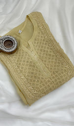 Load image into Gallery viewer, Women's Lakhnavi Handcrafted Organza Chikankari Kurti-HONC0105932