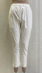 Load image into Gallery viewer, Women's Lakhnavi Handcrafted Cotton Chikankari Pant - HONC096656