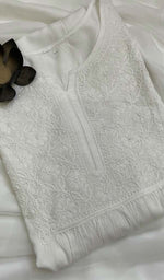 Load image into Gallery viewer, Women's Lucknowi Handcrafted Modal Cotton Chikankari Kurti - HONC0127882