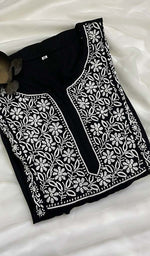 Load image into Gallery viewer, Lucknowi Handcrafted Modal Cotton Chikankari Dress - HONC0126843