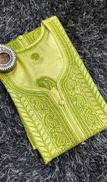 Load image into Gallery viewer, Women's Lakhnavi Handcrafted Tussar Silk Chikankari Kurti - HONC0109229