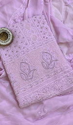 Load image into Gallery viewer, Women's Lucknowi Handcrafted Viscose Georgette Chikankari Suit Material- Honc0101962
