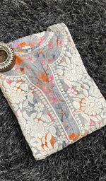 Load image into Gallery viewer, Women's Lucknowi Printed Handcrafted Cotton Chikankari Kurti - HONC0130585