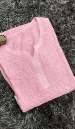 Load image into Gallery viewer, Women's Lucknowi Handcrafted Muslin Chikankari Kurti - HONC0115886
