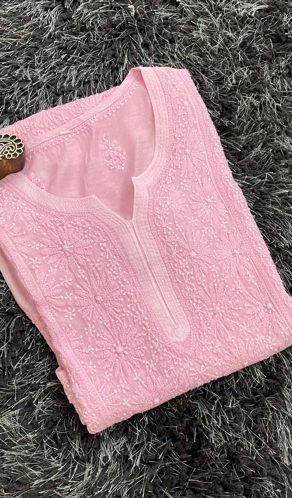 Women's Lucknowi Handcrafted Muslin Chikankari Kurti - HONC0115886