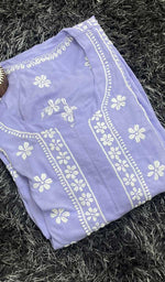 Load image into Gallery viewer, Sifa Women's Lucknowi Handcrafted Modal Cotton Chikankari Gown - HONC0122081