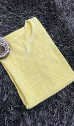 Load image into Gallery viewer, Lucknowi Handcrafted Muslin Chikankari Kurti - HONC0127520