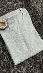 Load image into Gallery viewer, Lucknowi Handcrafted Muslin Chikankari Kurti - HONC0127591