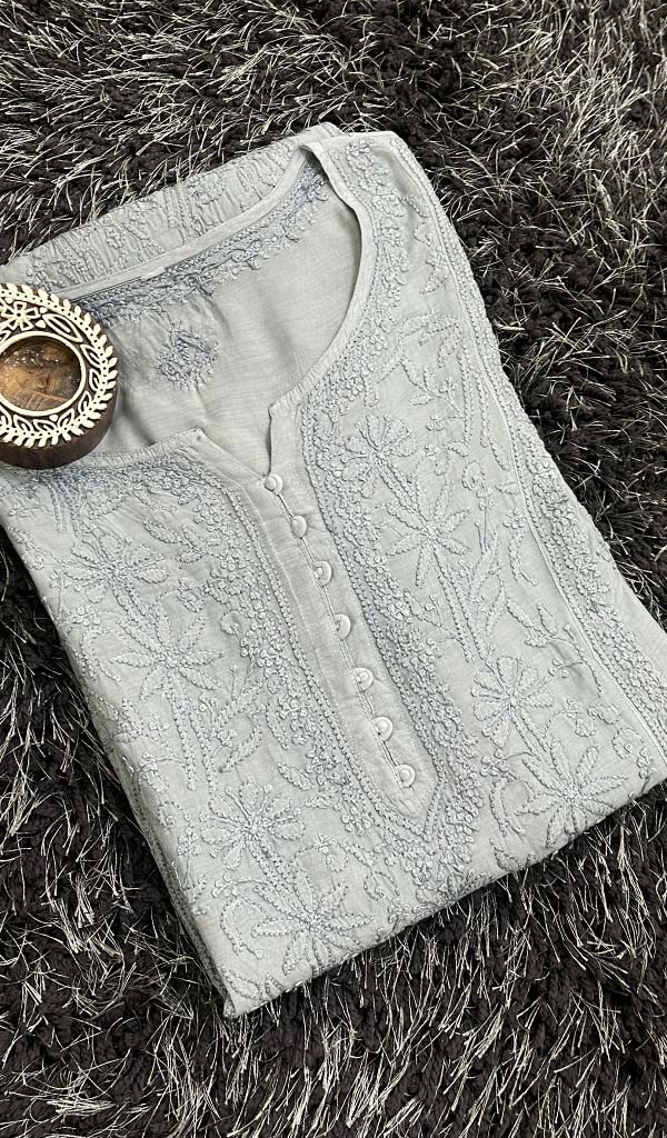 Lucknowi Handcrafted Muslin Chikankari Kurti - HONC0127591