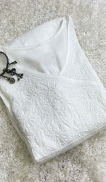 Load image into Gallery viewer, Women's Lucknowi Handcrafted Modal Cotton Chikankari Angrakha - HONC0127187