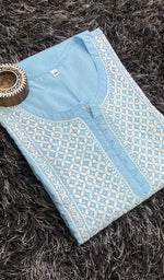 Load image into Gallery viewer, Tayeba Women's Lucknowi Handcrafted Mul Cotton Chikankari Kurti - HONC0133738