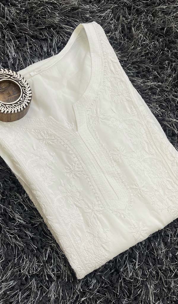 Zoya Women's Lucknowi Handcrafted Muslin Chikankari Kurti - HONC0207582
