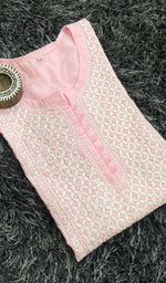 Load image into Gallery viewer, Tayeba Women's Lucknowi Handcrafted Mul Cotton Chikankari Kurti - HONC0133707