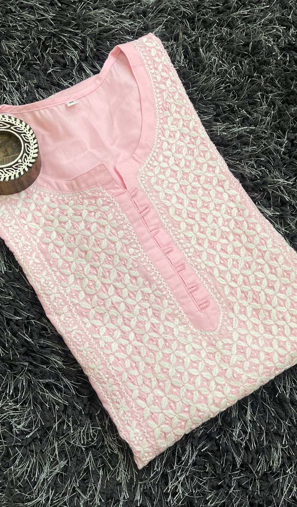 Tayeba Women's Lucknowi Handcrafted Mul Cotton Chikankari Kurti - HONC0133707