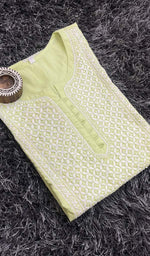 Load image into Gallery viewer, Tayeba Women's Lakhnavi Handcrafted Mulmul Cotton Chikankari Kurti- HONC0133788