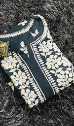 Load image into Gallery viewer, Women's Lucknowi Handcrafted Cotton Chikankari Dress - HONC0114359