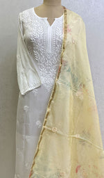 Load image into Gallery viewer, Women's Lakhnavi Handcrafted Kota Chanderi Chikankari Dupatta - Honc0108732