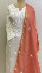 Load image into Gallery viewer, Women's Lakhnavi Handcrafted Chanderi Silk Chikankari Dupatta - Honc0108743