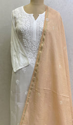 Load image into Gallery viewer, Women's Lakhnavi Handcrafted Chanderi Silk Chikankari Dupatta - Honc0108729