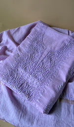 Load image into Gallery viewer, Women's Lakhnavi Handcrafted Mul Chanderi Unstitched Chikankari Full Suit Material - HONC0373757