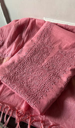 将图像加载到图库查看器中, Women's Lakhnavi Handcrafted Mul Chanderi Unstitched Chikankari Full Suit Material - HONC0307425