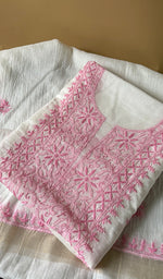 Load image into Gallery viewer, Women's Lakhnavi Handcrafted Mul Chanderi Unstitched Kurta And Dupatta Set - HONC0369033