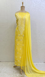 将图像加载到图库查看器中, Women's Lakhnavi Handcrafted Cotton Chikankari Suit Materia- HONC0157389