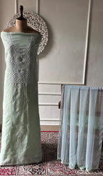Load image into Gallery viewer, Women's Lakhnavi Handcrafted Cotton Unstitched Chikankari Suit Material - HONC0374492