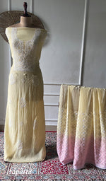 Load image into Gallery viewer, Women's Lakhnavi Handcrafted Mul Chanderi Unstitched Kurta And Dupatta Set - HONC0374246