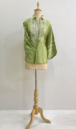 Load image into Gallery viewer, Fiza Women's Lakhnavi Handcrafted Chanderi Silk Semi- Stiched Chikankari Top - HONC0192134
