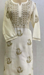 Load image into Gallery viewer, Women's Lucknowi Handcrafted Silk Chikankari Kurti - HONC0130087