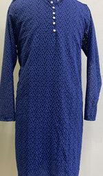 将图像加载到图库查看器中, Men's Faux-Georgette Hakoba Kurta - HONC0186483