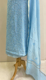 将图像加载到图库查看器中, Women's Lakhnavi Handcrafted Mul Chanderi Kurta And Dupatta Set - HONC0166273