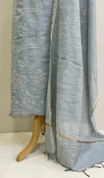 Load image into Gallery viewer, Women&#39;s Lakhnavi Handcrafted Chanderi Silk Chikankari Full Suit Material - HONC0110255
