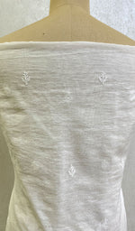Load image into Gallery viewer, Lucknowi Handcrafted White Cotton Chikankari Unstitched Men's Kurta Fabric - HONC0146625