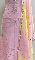 Load image into Gallery viewer, Women's Lakhnavi Handcrafted Mul Chanderi Kurta And Dupatta Set- HONC0144823