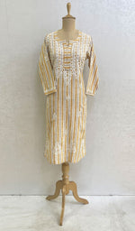 Load image into Gallery viewer, Women's Lakhnavi Handcrafted Cotton Chikankari Kurti - HONC083845