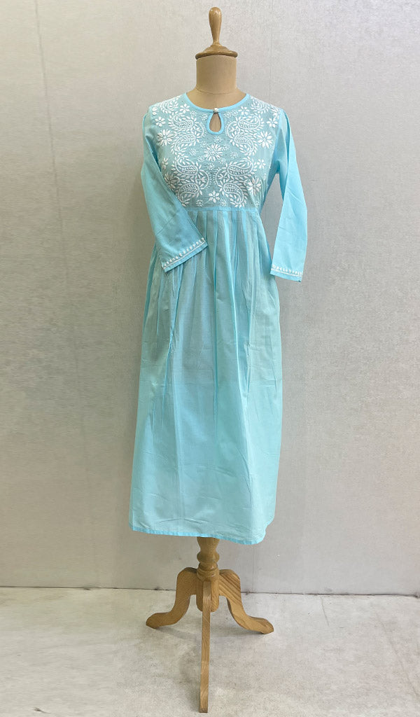Lakhnavi 手工制作 Mulmul 棉 Chikankari KurtI- HONC0136801