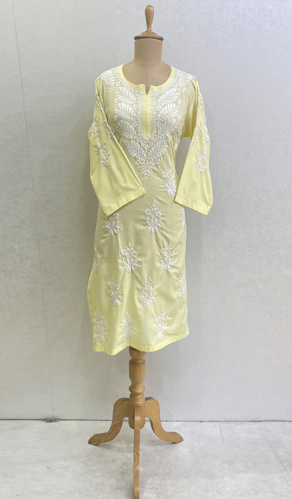 Aarzu Women's Lucknowi Handcrafted Cotton Chikankari Kurti- HONC0138278