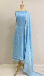将图像加载到图库查看器中, Women's Lakhnavi Handcrafted Mul Chanderi Kurta And Dupatta Set - HONC0166273