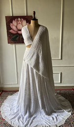 Load image into Gallery viewer, Women's Lakhnavi Handcrafted Bridal Viscose Georgette Chikankari Lehenga Set - HONC0354953